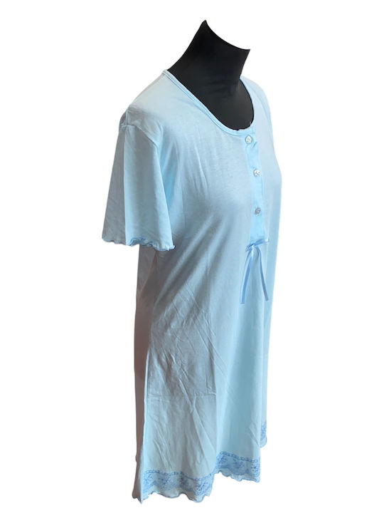 Nina Club Sommerliches Damen-Nachthemd Hellblau