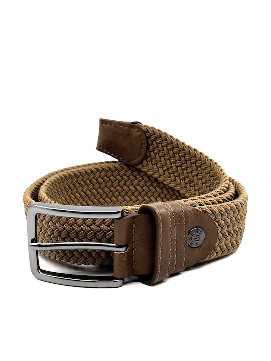 Elastische Herren Gürtel Leder Gestrickt Tabac LGD-162/A Tan