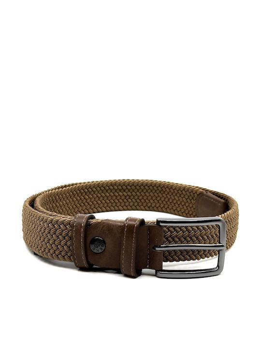 Elastische Herren Gürtel Leder Gestrickt Tabac LGD-162/A Tan
