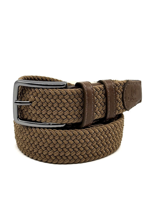 Elastische Herren Gürtel Leder Gestrickt Tabac LGD-162/A Tan