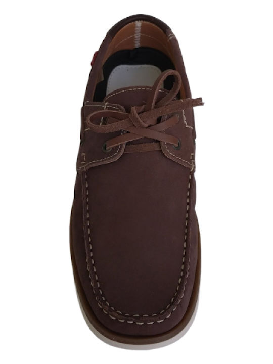 Leather Men's Boat Shoes in Brown Colour
