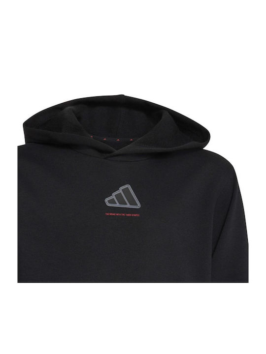 Fleece Kids Sweatshirt with Hood Black
