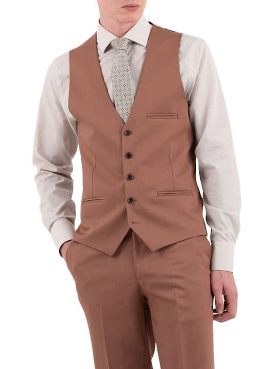 Men's Suit with Vest Slim Fit Cinnamon