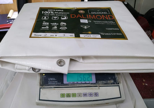 Dalimond Reinforced Eyelets Waterproof Tarpaulin 250gr/m² 10x2m Heavy Duty White