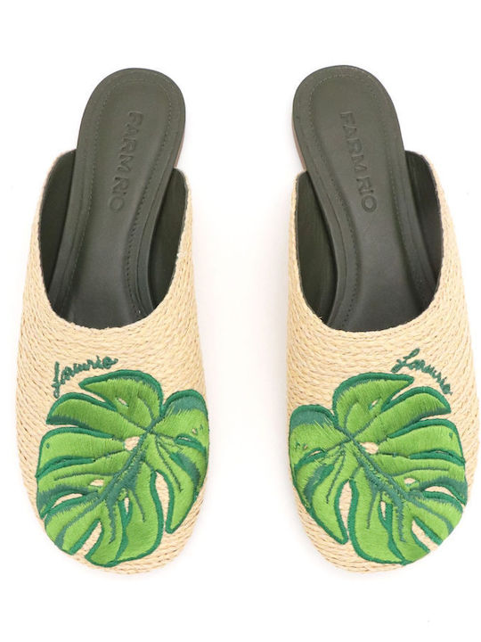 Pantofi Mules De Piele Cu Toc Bej