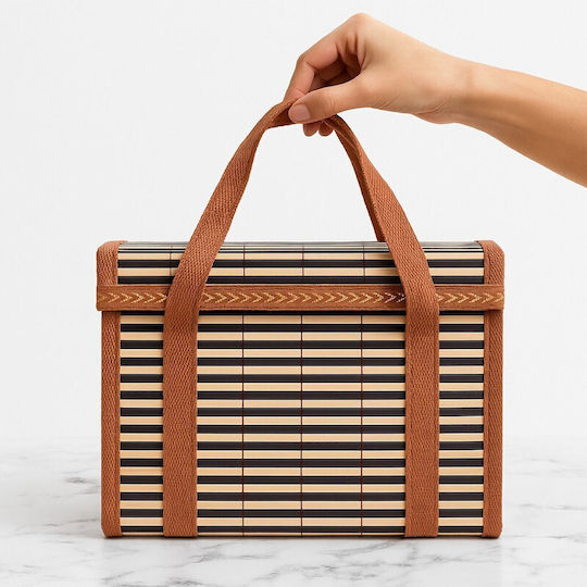 SteweHome Aufbewahrungskorb Bamboo mit Deckel Mehrfarbig 30x20x19cm