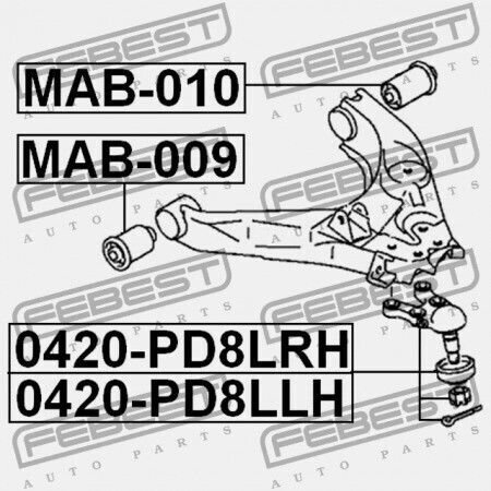Front Lower Control Arm Bushing Mitsubishi Delica Space Gear Cargo Pa-pf 1994.03-2006.12 Jpn Mr112710