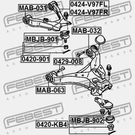 Преден Пръстен На Горен Лост За Управление Mitsubishi Pajero Montero V90 2006.08 G Xp Mr496794