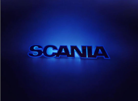 Beleuchtetes Maskenschild Neon Blau Scania 24V