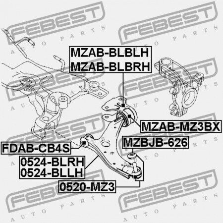 Inel Braț Control Spate Dreapta Partea Frontală Mazda 3 Bl 2008-2011 Eu Bbm2-34-300