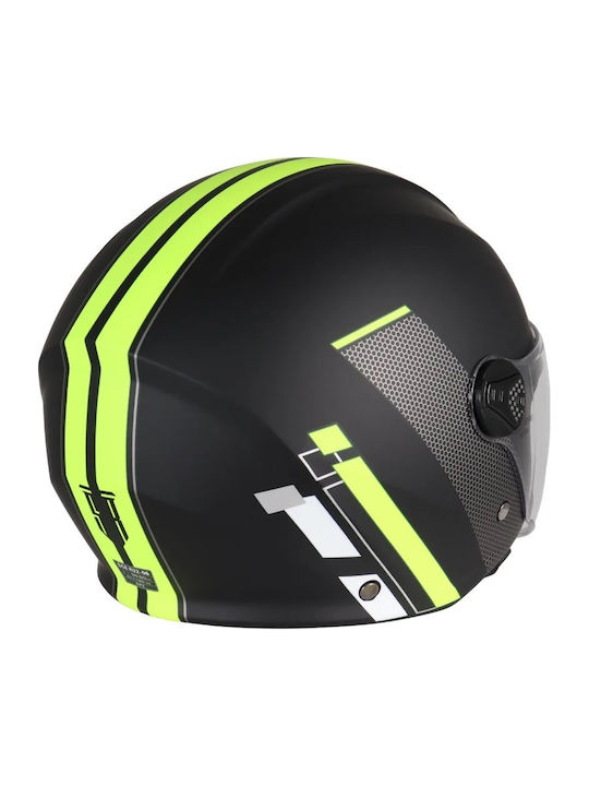 STR GP2 Black / Yellow Matt Motorcycle Helmet Jet ECE 22.06 with Sun Visor