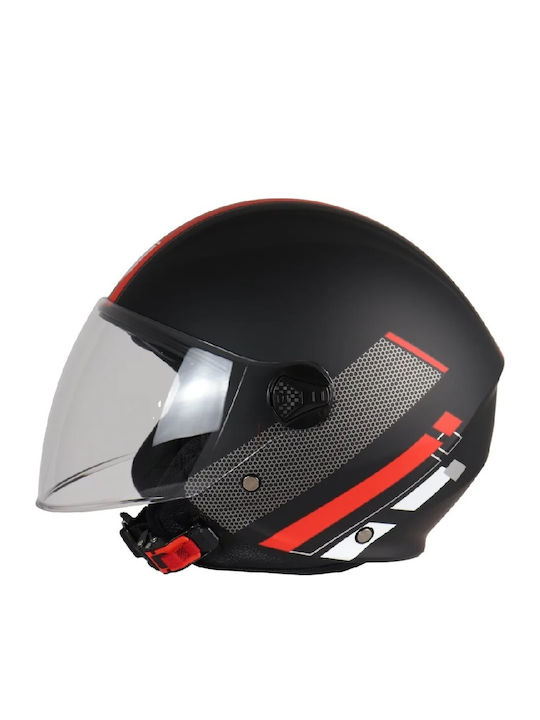 STR GP2 Black / Red Matt Κράνος Μηχανής Jet ECE 22.06 με Sunvisor