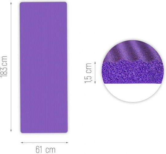 Wozinsky Yoga Exercise Mat Purple (183x61x1.5cm)