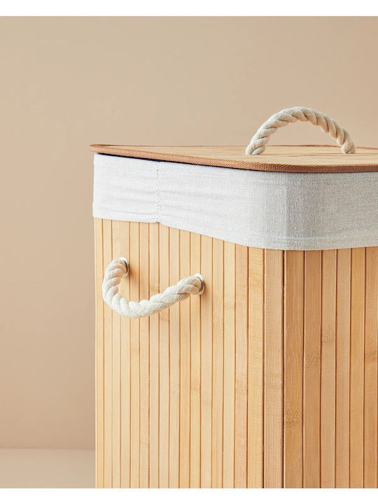 SteweHome Collapsible Bamboo Laundry Basket Beige