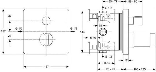 Ideal Standard Смесител Батерия За Вграждане За Душ 1 Изход Сребрист