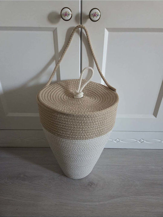 SteweHome Decorative Fabric Basket with Cap Ecru 30x17cm