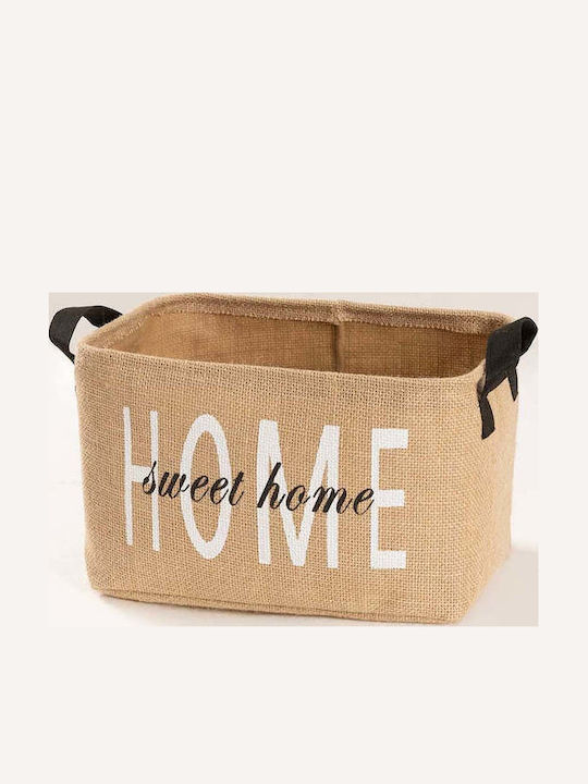 SteweHome Διακοσμητικό Καλάθι Ψάθινο Καφέ 30x22x18εκ.