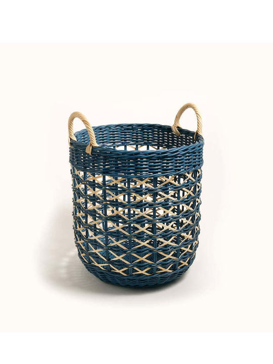 SteweHome Διακοσμητικό Καλάθι Ψάθινο Μπλε