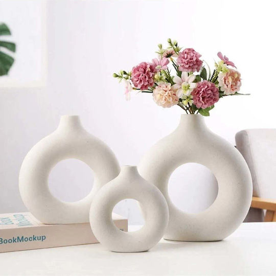 SteweHome Set of White Stone Vases