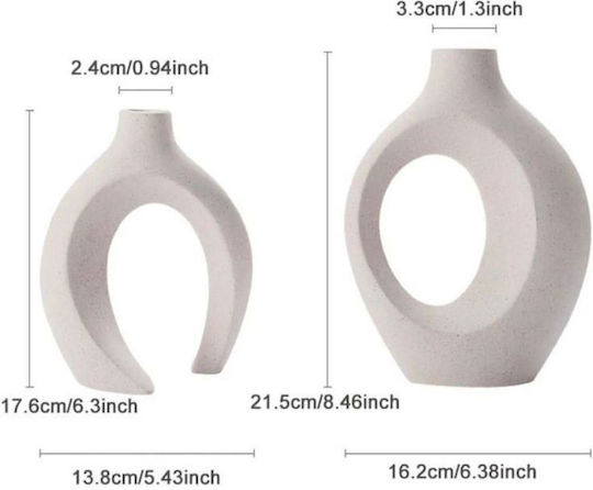 SteweHome Set Decorative White Ceramic Vases