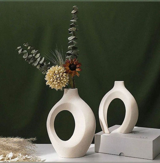 SteweHome Set Decorative White Ceramic Vases