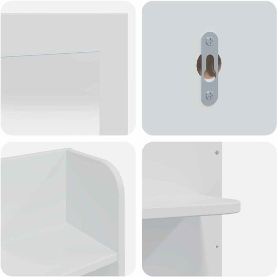 Floor-standing Makeup Dressing Table from Solid Wood White with Mirror 76x50x143cm
