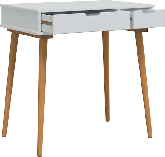 Floor-standing Makeup Dressing Table from Solid Wood White with Mirror 76x50x143cm