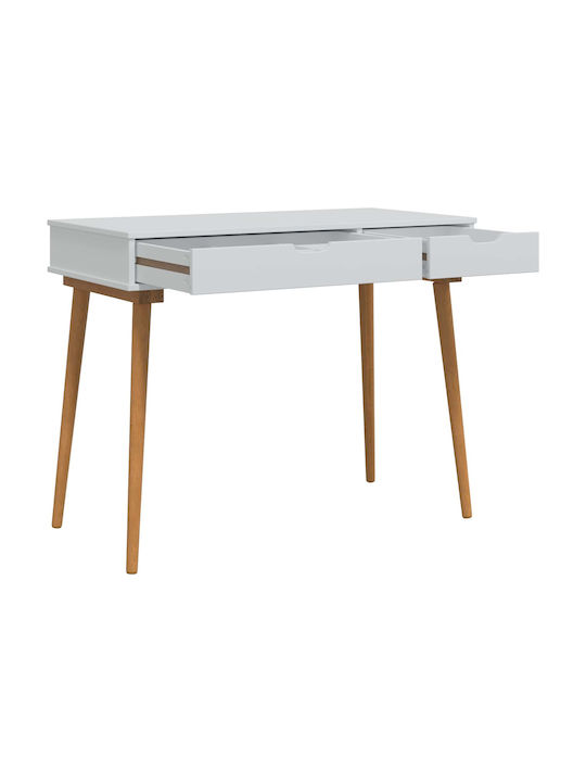 Bodenstehende Schminktisch aus Massivholz Weiß mit Spiegel 100x50x103.5cm