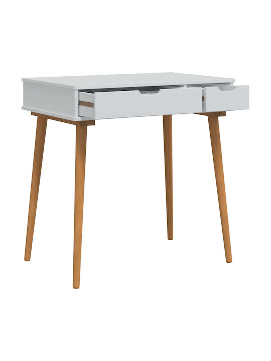 Bodenstehende Schminktisch aus Massivholz Weiß mit Spiegel 76x50x103.5cm