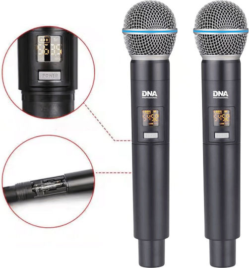 DNA Set dublu vocal de microfoane dinamice fără fir de mână pentru vocală