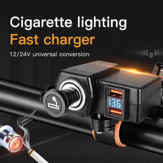 Water Resistant Motorcycle Charger Fast Charging with Voltometer