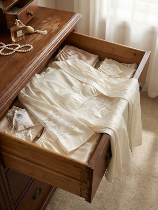 Milena by Paris Summer Bridal Women's Robe with Nightgown White