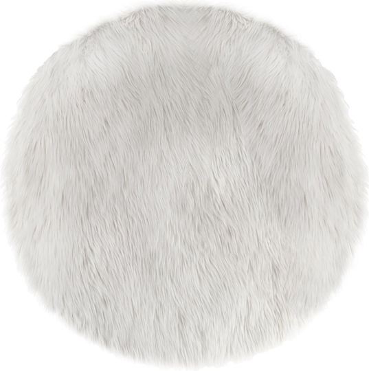 Atmosphera Χαλί Γούνινο Φ90cm White Atmosphera Χαλί Γούνινο Φ90cm White