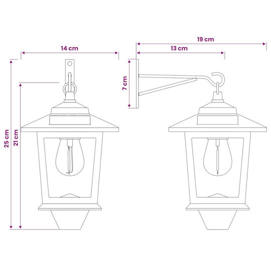 vidaXL Wall-Mounted Outdoor Lighting LED with Warm White Light 19x14x25cm