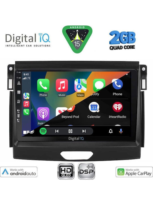 Digital IQ Car Audio System for Ford Ranger 2015-2018 Bluetooth USB WiFi GPS Apple CarPlay Android Auto with 9" Touch Screen