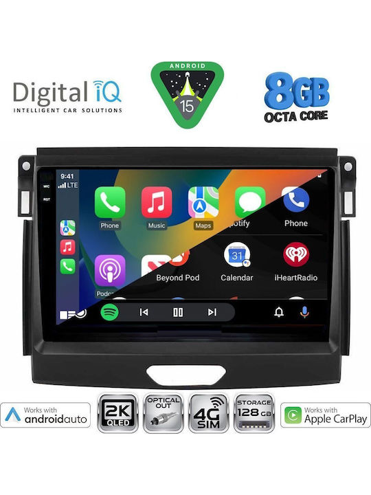 Digital IQ Car Audio System for Ford Ranger 2015-2018 Bluetooth USB WiFi GPS Apple CarPlay Android Auto with 9" Touch Screen