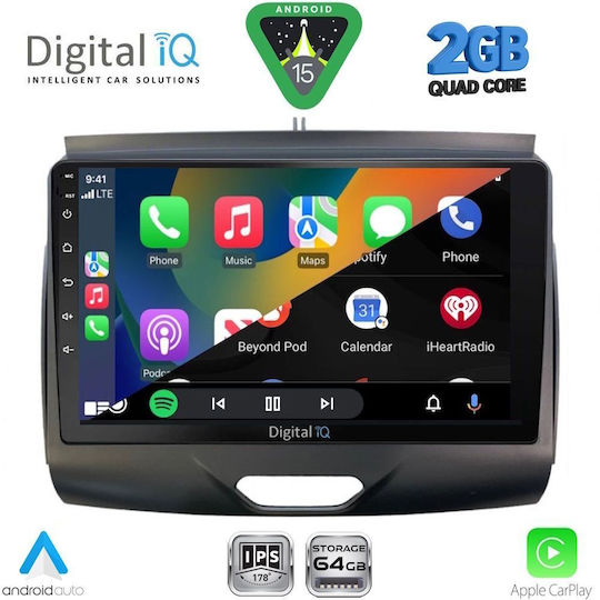 Digital IQ Car Audio System for Ford Ranger 2015-2018 (Bluetooth/USB/WiFi/GPS/Apple CarPlay/Android Auto) with 9" Touch Screen