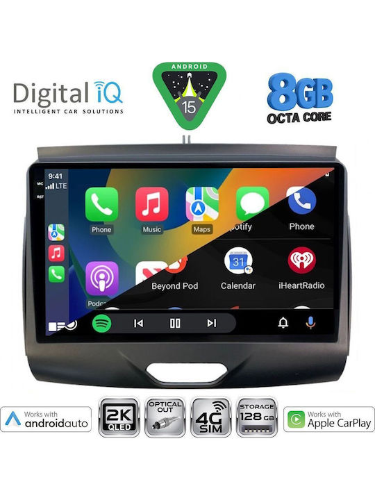 Digital IQ Car Audio System for Ford Ranger 2015-2018 Bluetooth USB WiFi GPS Apple CarPlay Android Auto with 9" Touch Screen