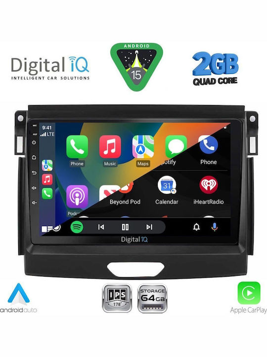Digital IQ Car Audio System for Ford Ranger 2015-2018 (Bluetooth/USB/WiFi/GPS/Apple CarPlay/Android Auto) with 9" Touch Screen