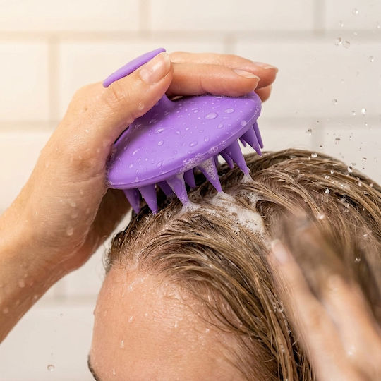 Femmit Haarbürste Kopfhautmassageweiche Silikonspitzen Lila