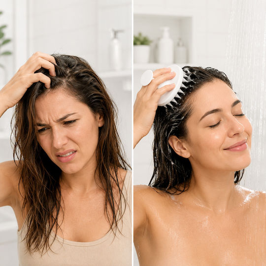 Femmit Head Scalp Massage Brush Soft Silicone Tips White