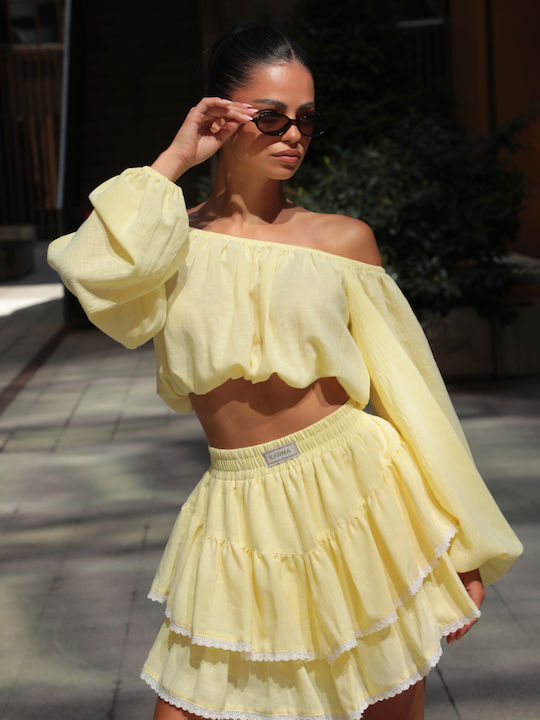 Σετ με Φούστα Κίτρινο