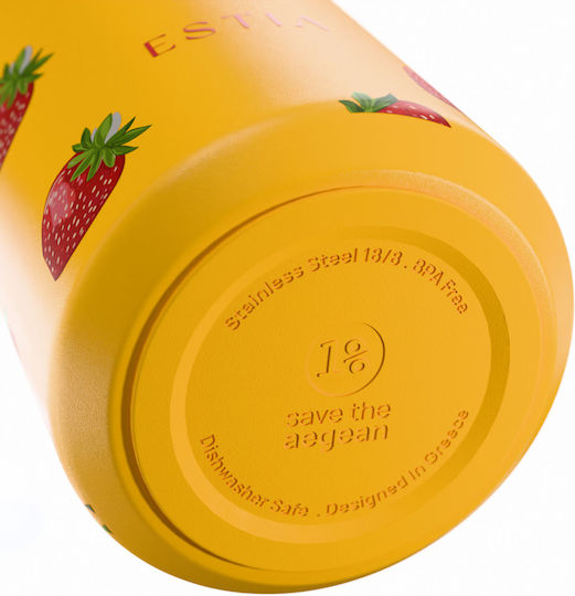 Estia Flow Save the Ägäis Recycelbare Thermosflasche Rostfreier Stahl BPA-frei 500ml Berry Bright