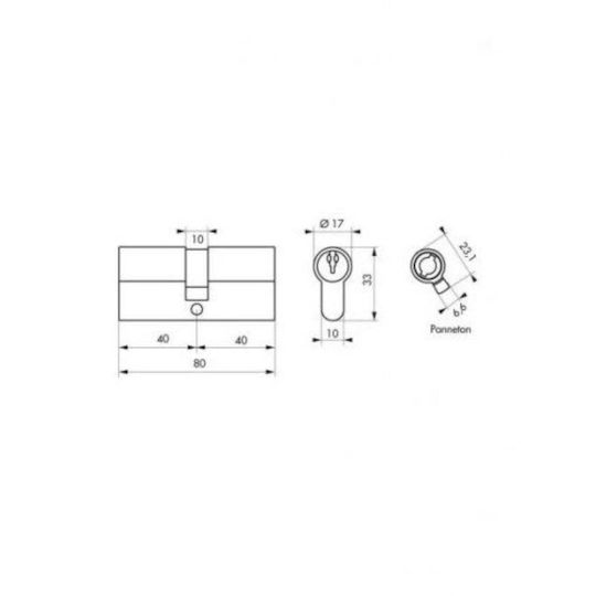 Thirard Цилиндър Ключалка За Сигурност 80mm (40-40) С 3 Ключа