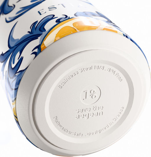 Estia Flow Save the Aegean Рециклируема Бутилка Термос Неръждаема стомана Без BPA 500ml Amalfi Coast