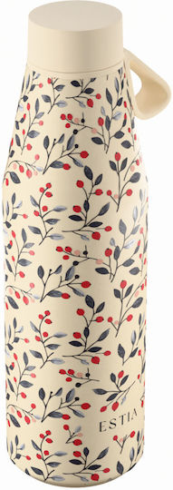Estia Flow Save the Aegean Recyclable Thermos Bottle Stainless Steel BPA Free 500ml Bloom Beige