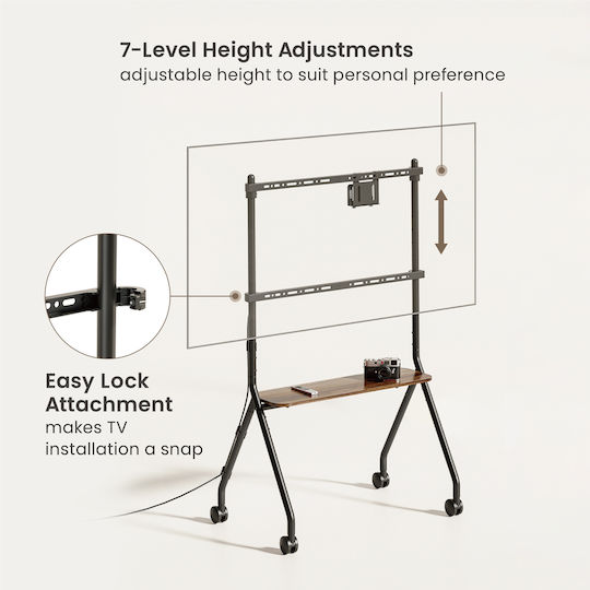 Brateck FS66-46F-01 Βάση Τηλεόρασης Δαπέδου έως 86" και 80kg Ασημί