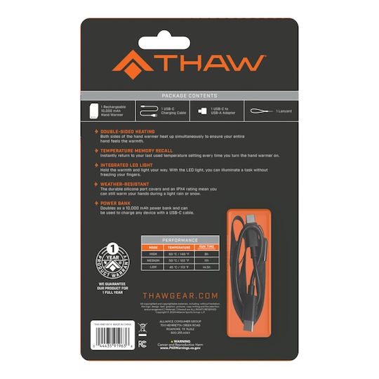 Thaw Handwärmer + Licht 10k Wiederaufladbar