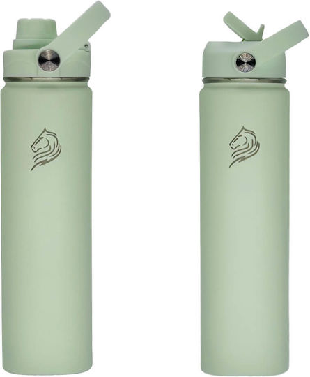 Cool'NMore Thermos Bottle Stainless Steel BPA Free 750ml Mint with Straw, Handle, Loop and Mouthpiece
