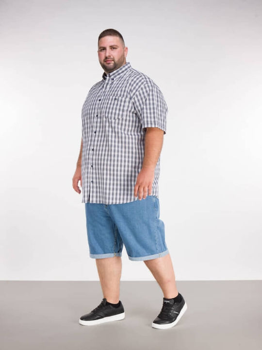Short Sleeve Checked White Shirt 251GS-5078A